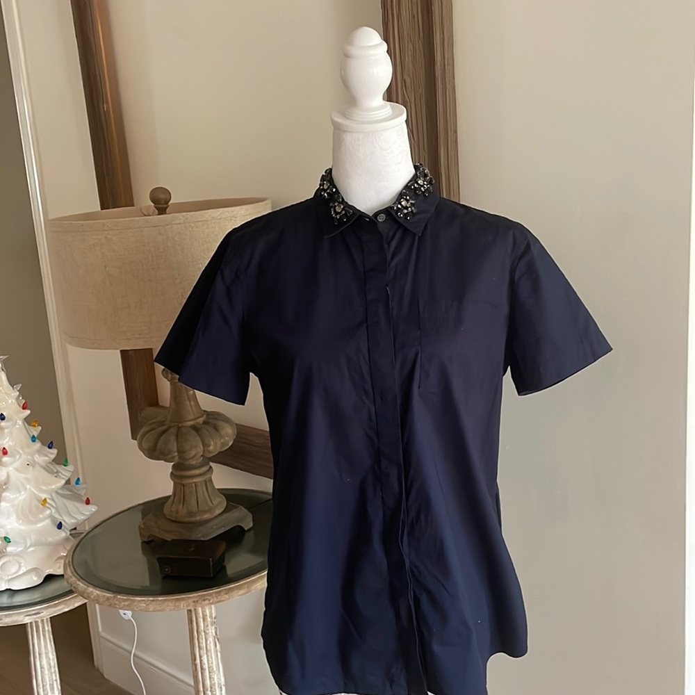 J.Crew Jeweled Neck Top